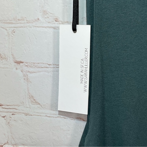 Sarah Liller SLSF Dress Womens Size Small Green Ruched Tank Midi Stretch NEW - Picture 10 of 10